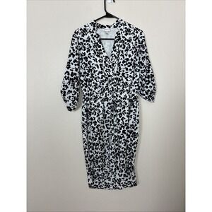 Merona White and Black Animal Print‎ High Low Dress Women's Size Small